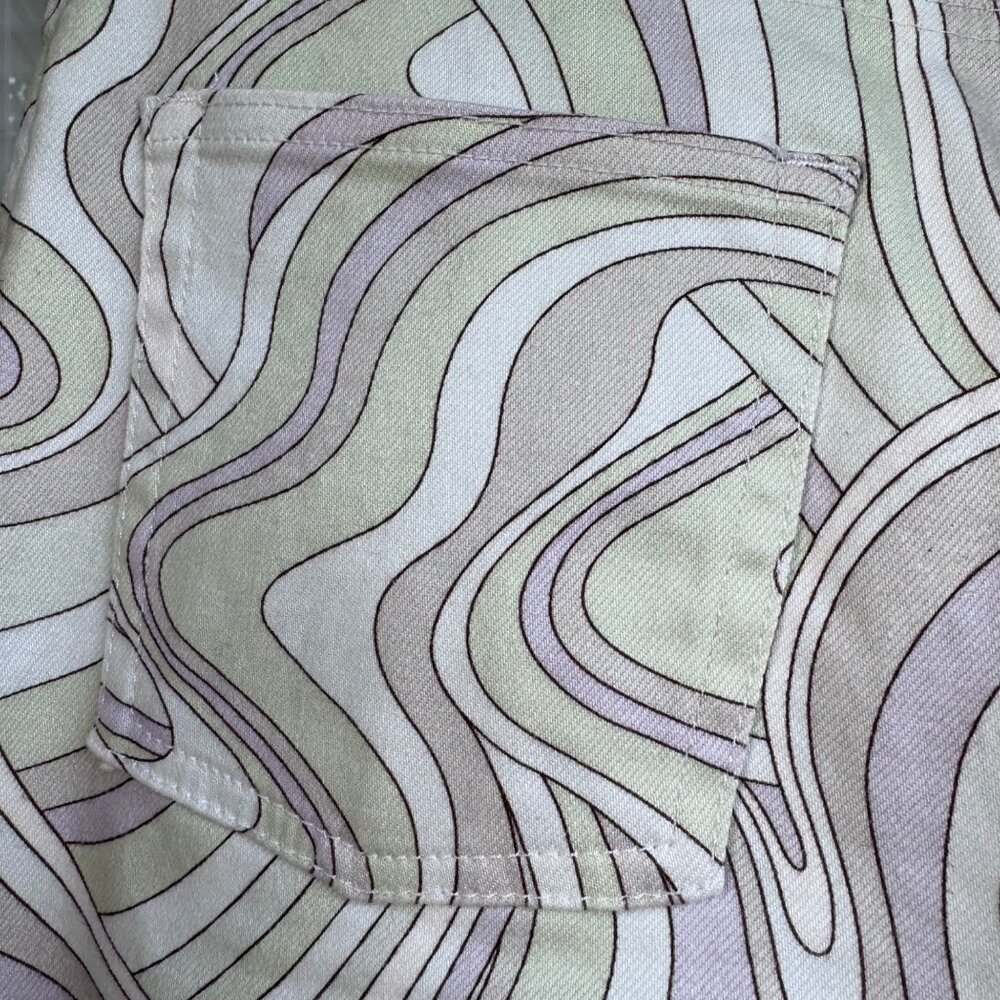 Wilfred Free Vera Pants Size 0 Green Gray Swirl Printed Cotton Stretch Twill - Picture 11 of 14